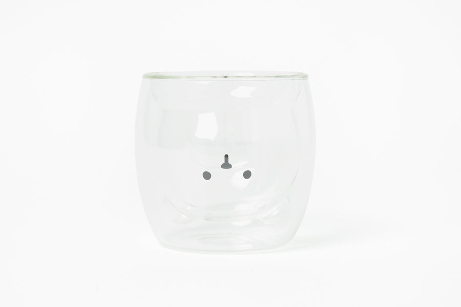 TEDDY BEAR DOUBLE WALLED GLASS MUG NO HANDLE