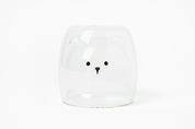TEDDY BEAR DOUBLE WALLED GLASS MUG NO HANDLE