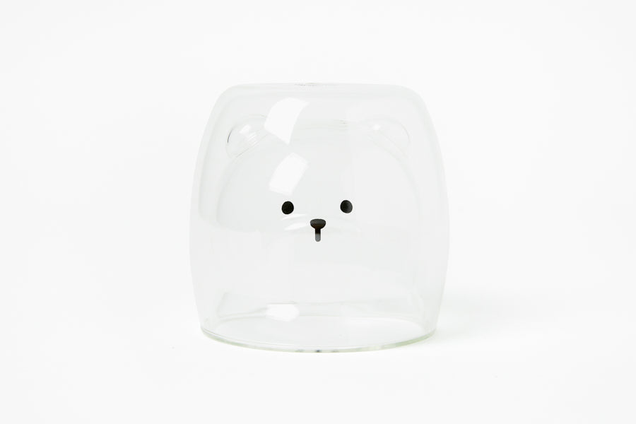 TEDDY BEAR DOUBLE WALLED GLASS MUG NO HANDLE