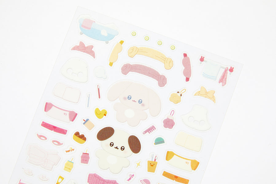 Cute Animal Dress-Up Sticker - Puppy Spa
