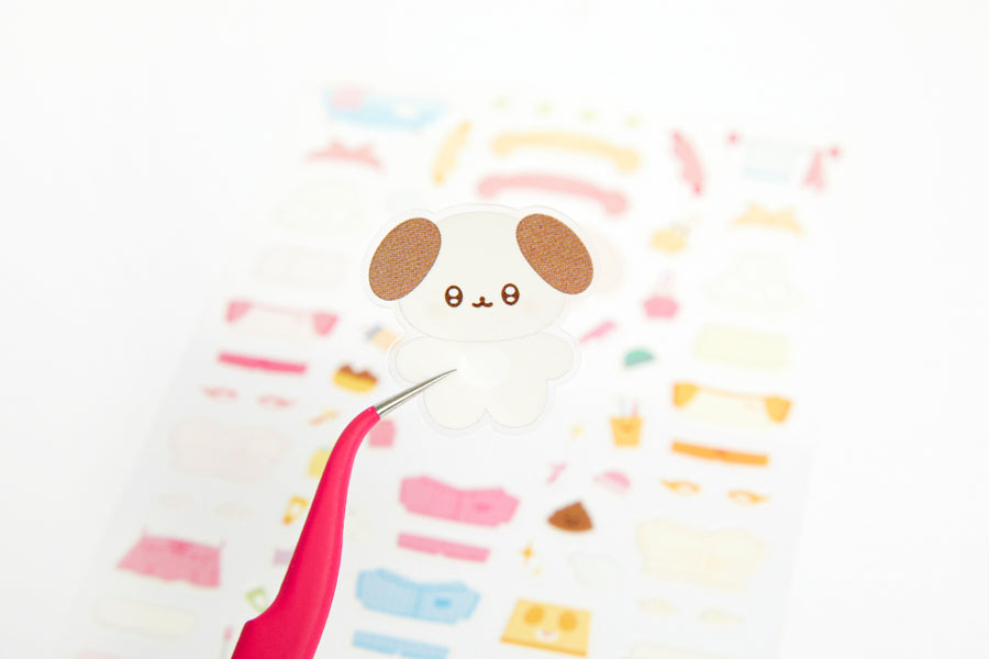 Cute Animal Dress-Up Sticker - Puppy Spa