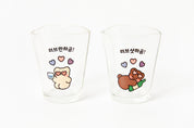 HEART SHAPED SOJU GLASS SET BEAR 2P