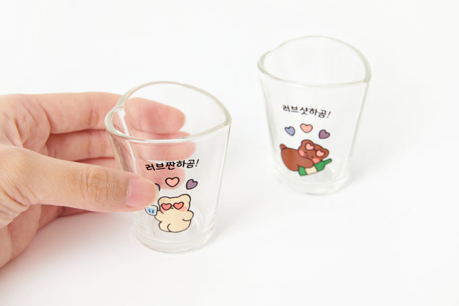 HEART SHAPED SOJU GLASS SET BEAR 2P