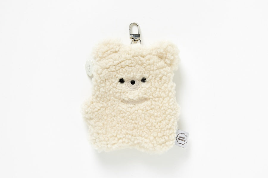 Curly Bear Multi Pouch Keyring - Ivory
