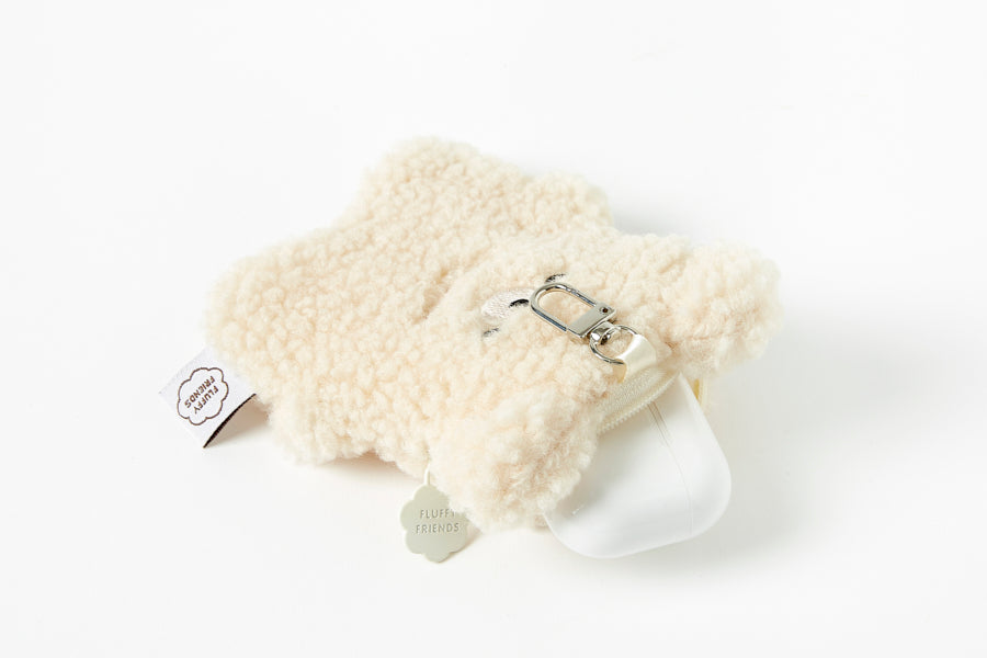 Curly Bear Multi Pouch Keyring - Ivory