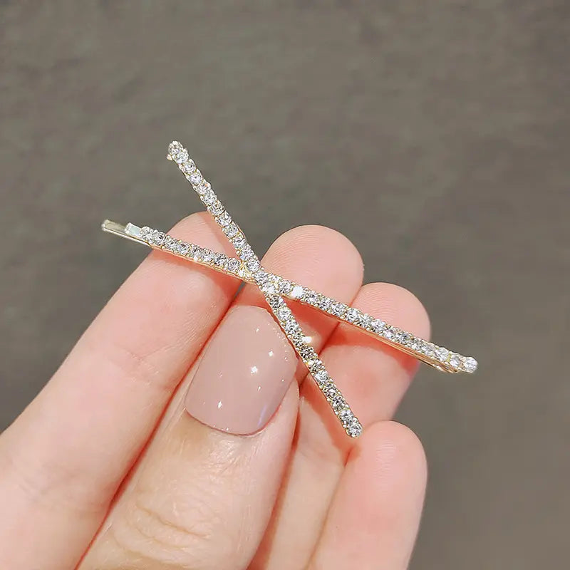 Hair Pin Glitter X Cross (1pc)