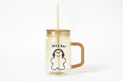 TUMBLER(650ML) MASON JAR HEADSET BEAR BEIGE
