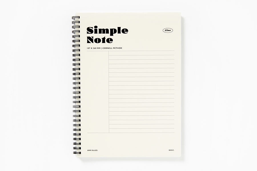 Simple Cornell Notes Sprial Notebook - Ivory