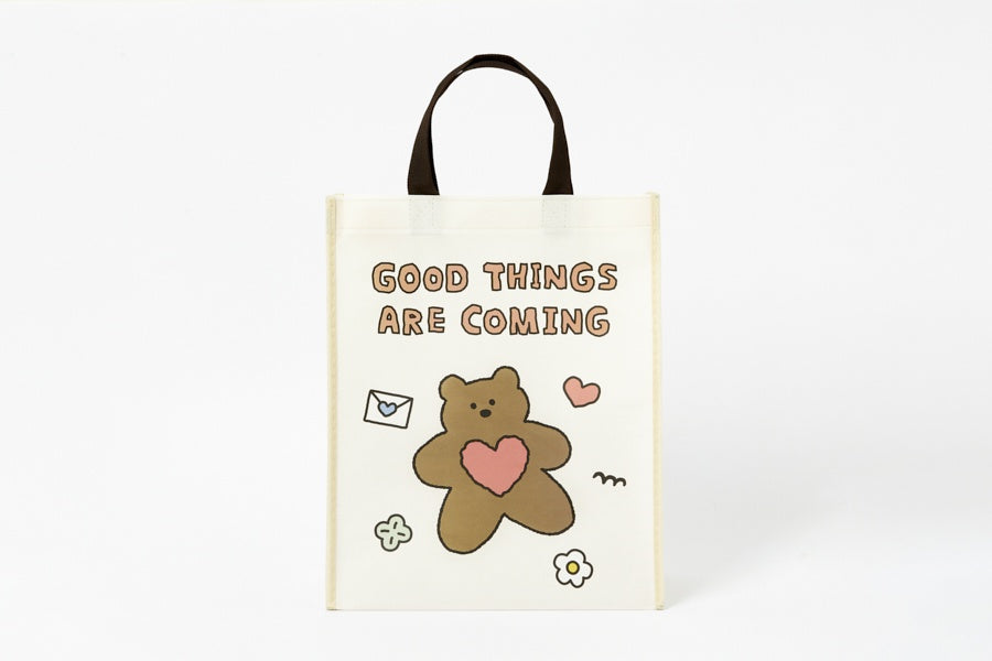 Reusable Shopping Bag - Brown Bear "Good Things Are Coming"