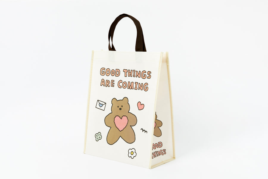 Reusable Shopping Bag - Brown Bear "Good Things Are Coming"
