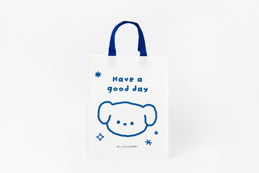 Reusable Shopping Bag - Blue Puppy 'Have A Good Day'