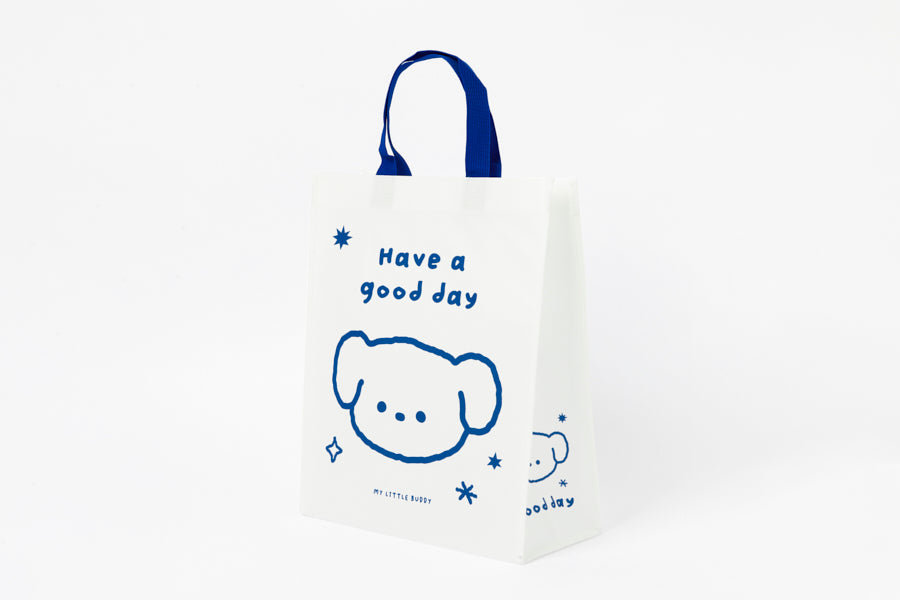 Reusable Shopping Bag - Blue Puppy 'Have A Good Day'