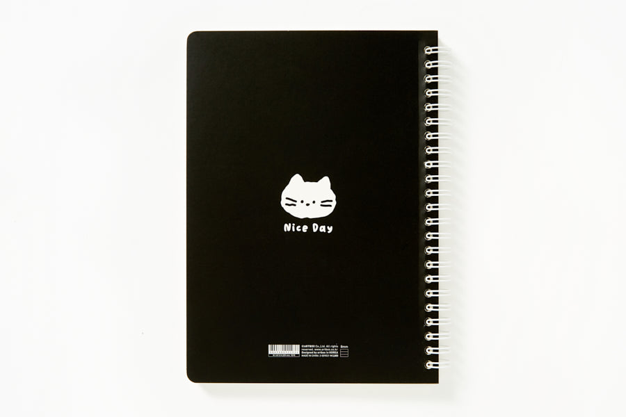 A5 Spring Notebook - Cat (Black)