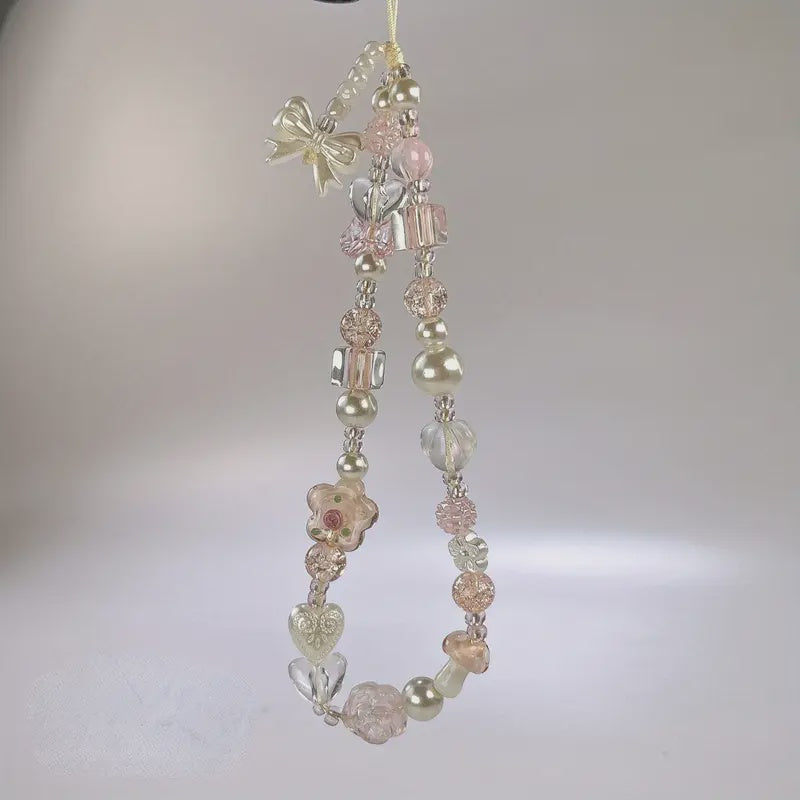Phone Chain Y2K Flower Beaded Bow