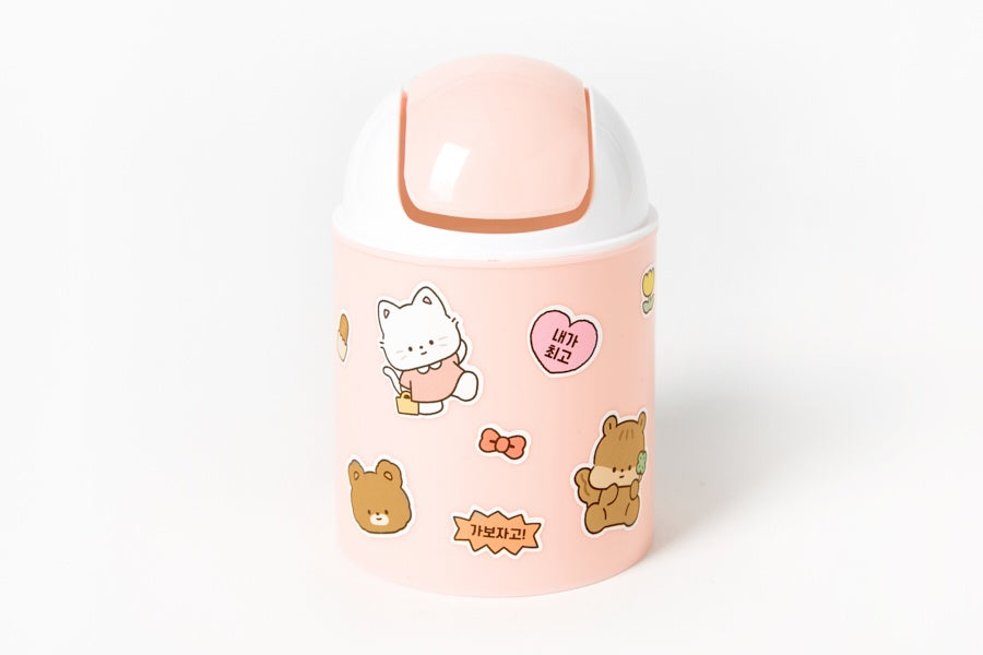 MINI STICKER WASTE BASKET PINK CAT