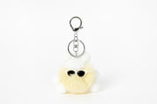 Fluffy Pom-Pom Bag Charm Keyring Beige