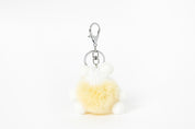 Fluffy Pom-Pom Bag Charm Keyring Beige