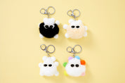 Fluffy Pom-Pom Bag Charm Keyring Beige