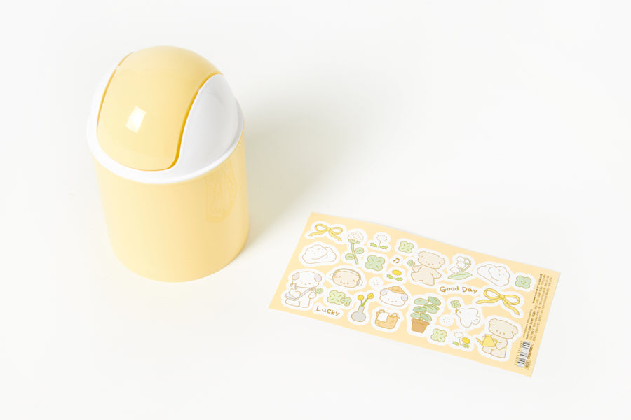 MINI STICKER WASTE BASKET PUPPY YELLOW