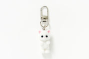 KEY RING FLOCKED WHITE CAT