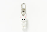 KEY RING FLOCKED WHITE CAT