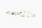 KEY RING FLOCKED WHITE PUPPY