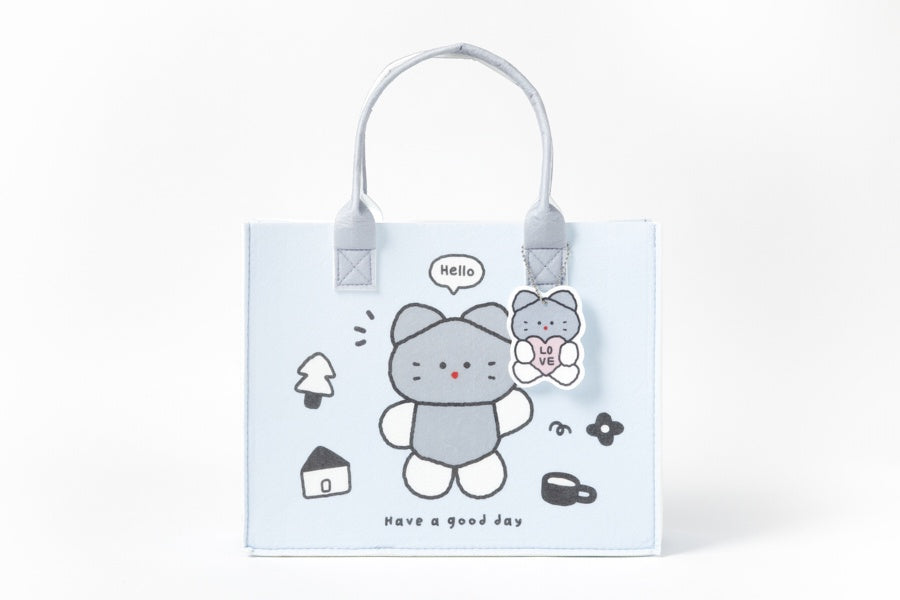 FELT SHOPPING BAG CAT MEDIUM