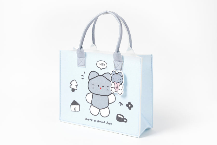 FELT SHOPPING BAG CAT MEDIUM