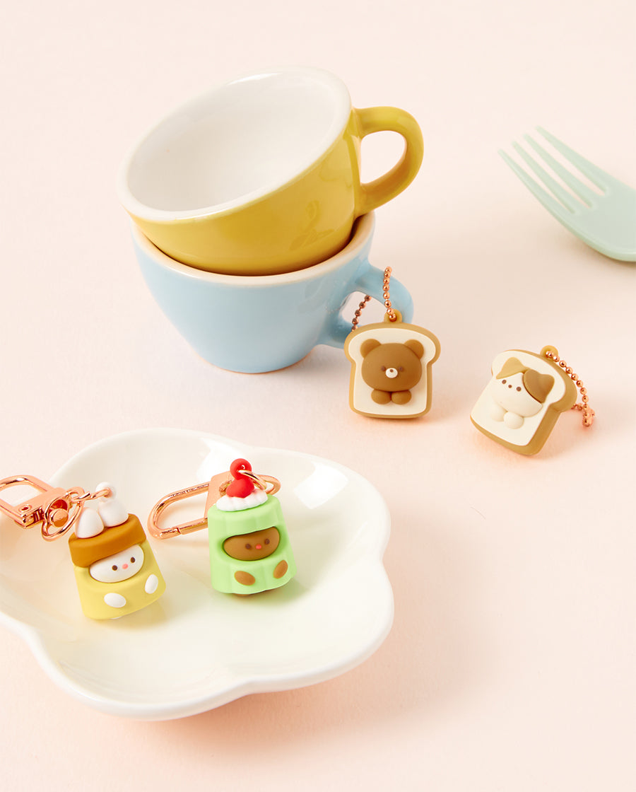 COUPLE KEY RING SET BREAD CAT & BEAR