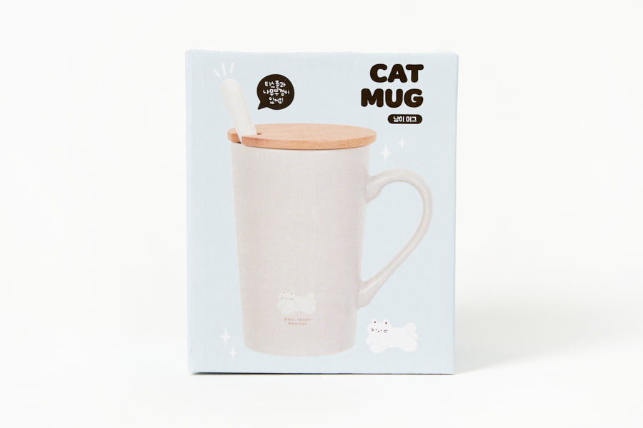 MUG WITH LID & SPOON: CAT (440ML)