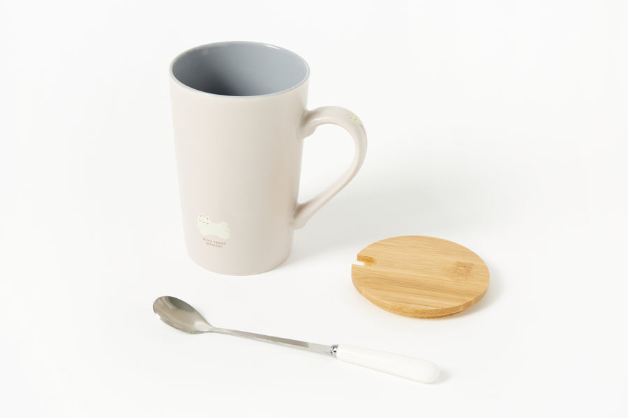 MUG WITH LID & SPOON: CAT (440ML)