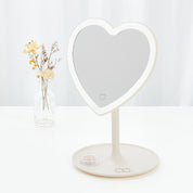 LED Table Mirror - Ivory Heart