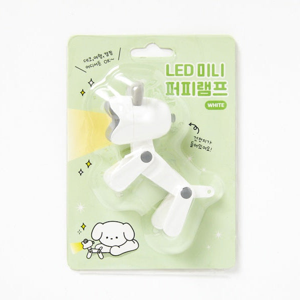 LED mini lamp packaging with cartoon character on a light green background