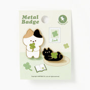METAL BADGE SET CAT CLOVER