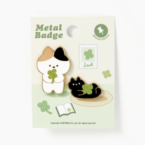 METAL BADGE SET CAT CLOVER