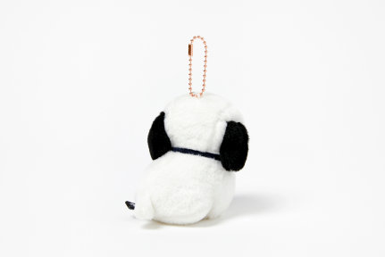 White Blue Ribbon Dog Keyring