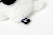 White Blue Ribbon Dog Keyring