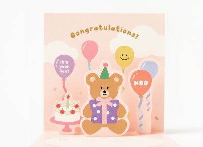 Card Pop-Up Bear Party Hat