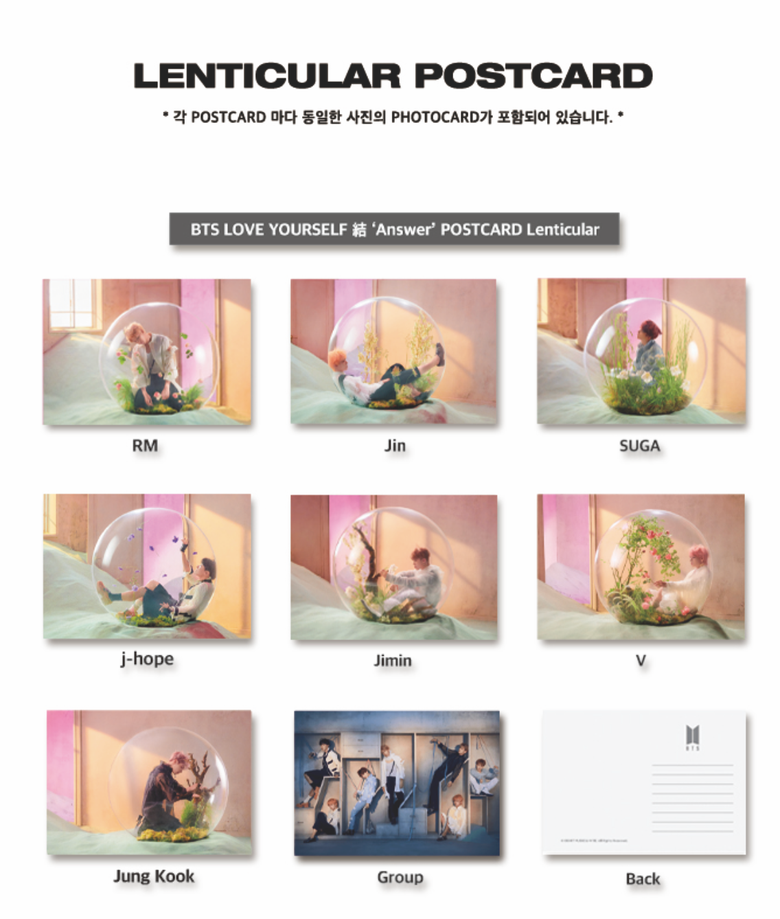[[OFFICIAL]] BTS LOVE YOURSELF ANSWER POSTCARD Lenticular