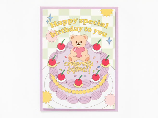 Cherry Cake Retro Card