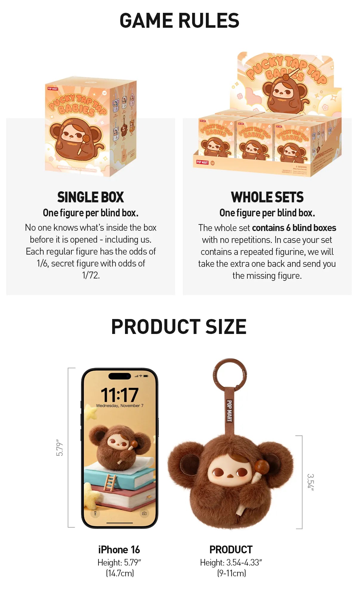 POP MART Pucky Tap Tap Babies Plush Blind Box (1/6)