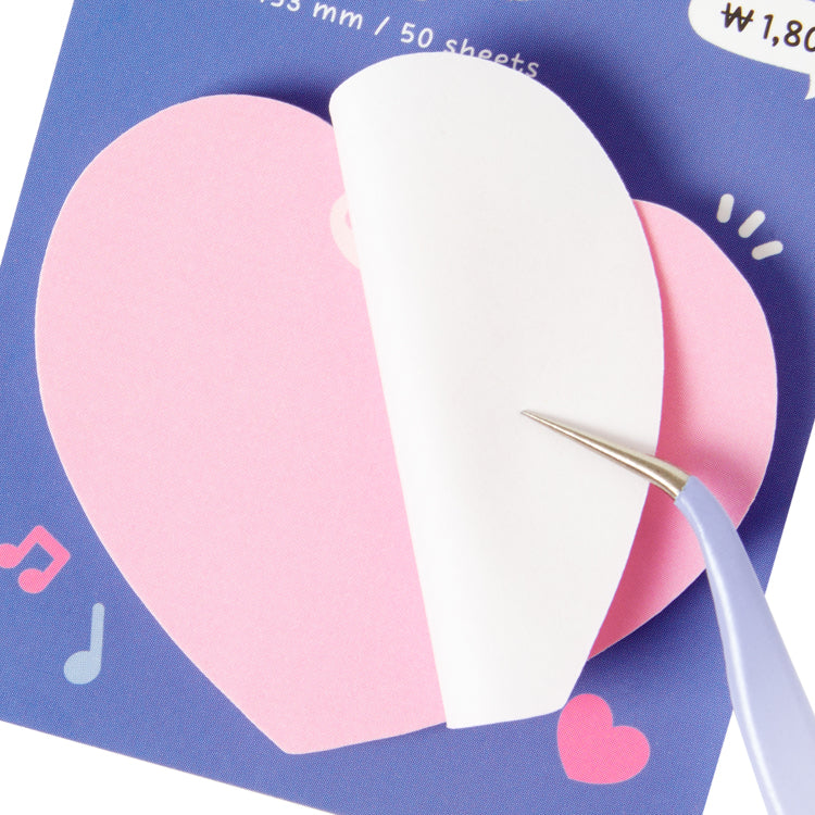 Sticky Memo Pad Rabbit Heart Pink