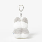 Plush keychain shaped like a cartoon character on a white background