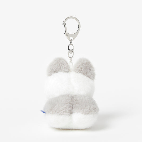 Plush keychain shaped like a cartoon character on a white background