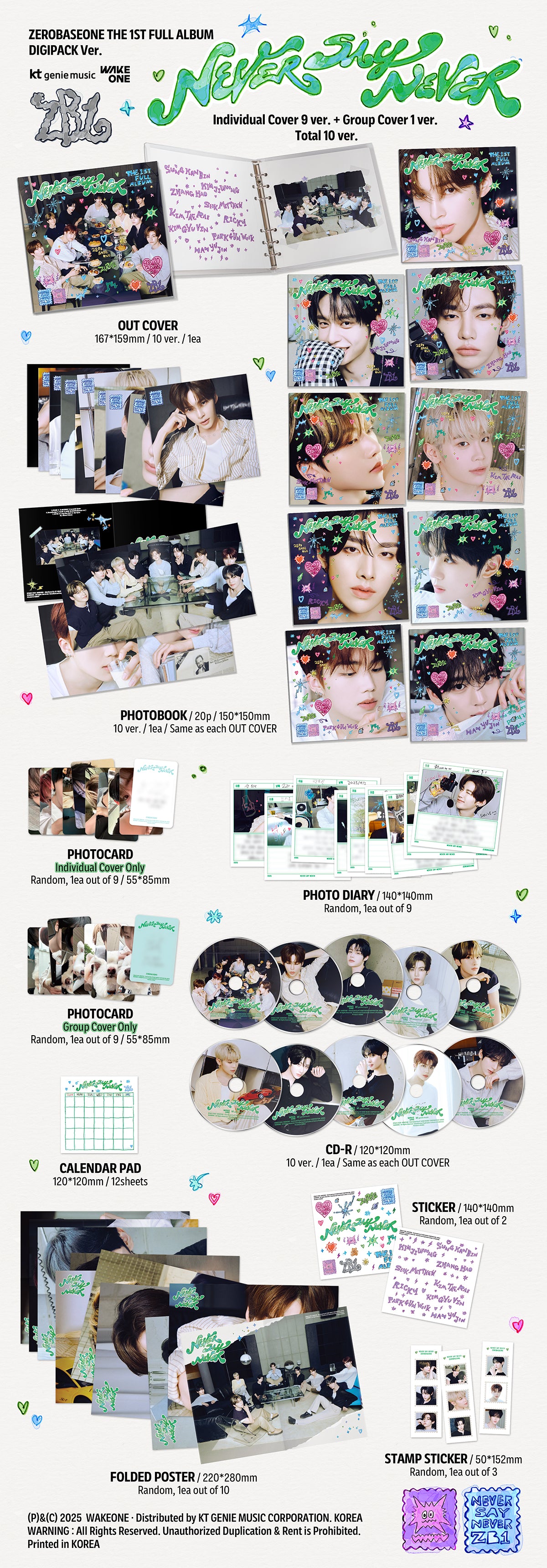Zerobaseone 1st Full Album "NEVER SAY NEVER" (Digipack Ver.)