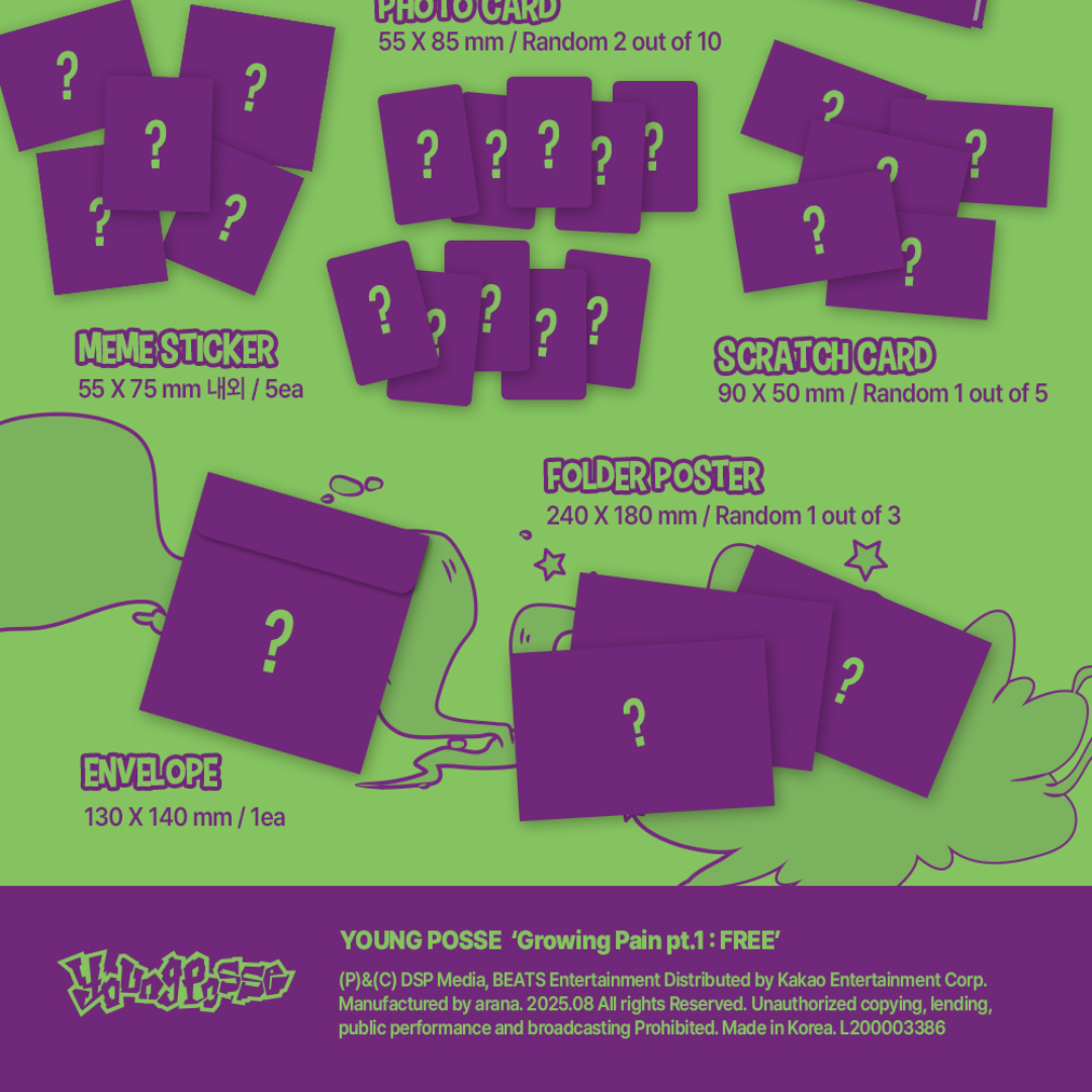 Young Posse 4th EP Album "Growing Pain pt.1: Free" (Sticker Book Ver.)