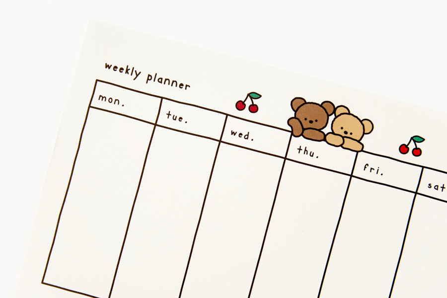 Twin Bear Weekly Planner Memo Pad