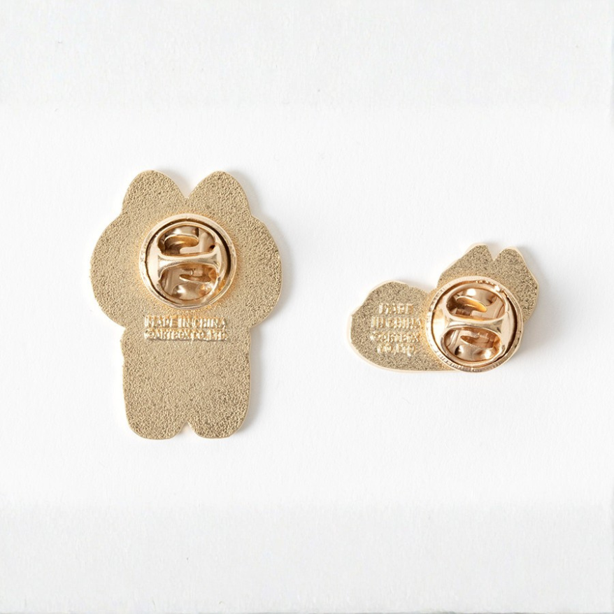 METAL BADGE SET CAT CLOVER