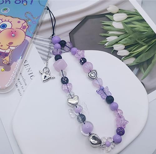 Phone Chain Purple Candied Heart Pendant