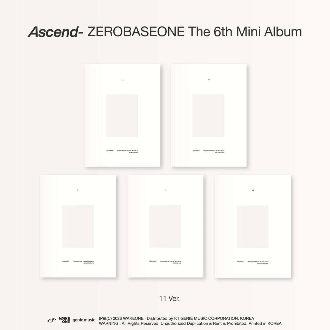 [PRE-ORDER] ZEROBASEONE - THE 6TH MINI ALBUM [ASCEND-] 11 VER.
